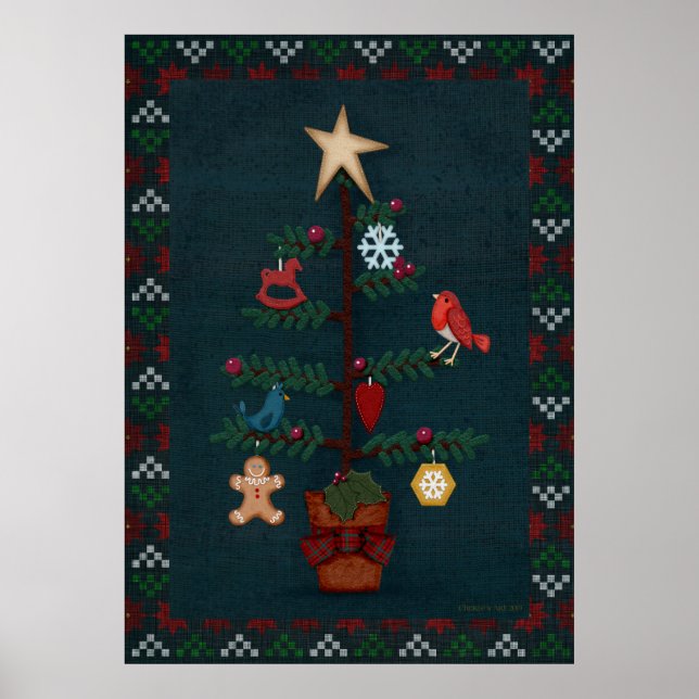 Moderner Weihnachtsbaum der Folk Art | Cherie's Ar Poster (Vorne)