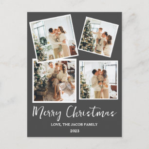 Moderner Weihnachtsbaum Familie 4 Foto Feiertagspostkarte