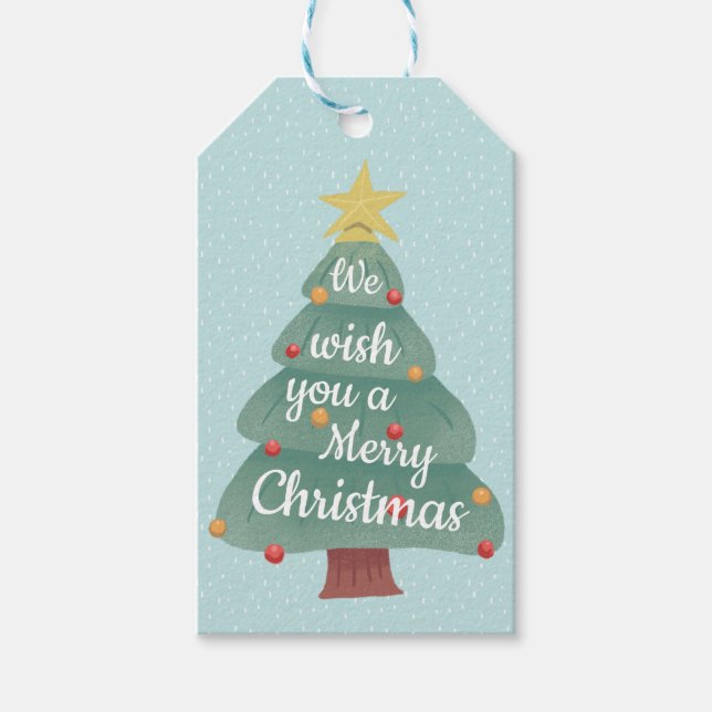 Moderner Weihnachtsbaum frohe Weihnachten Geschenkanhänger (Vorderseite)