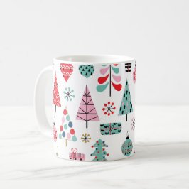 Moderner Weihnachtsbaum | Fröhliches Urlaubsmuster Kaffeetasse