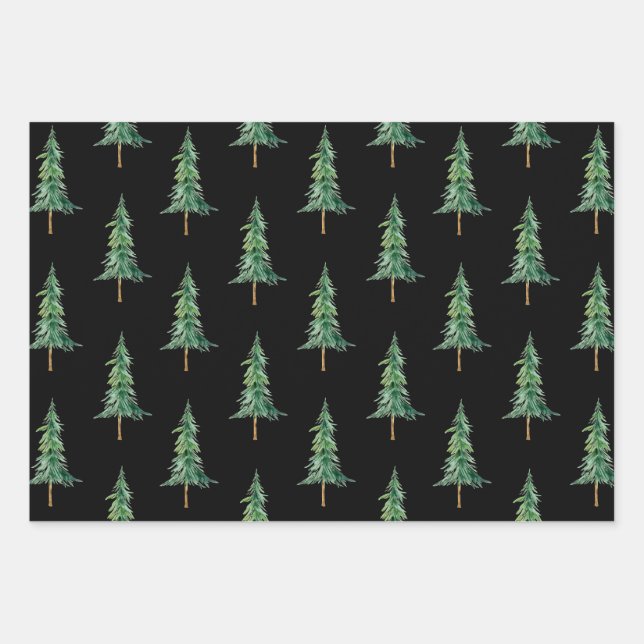 Moderner Weihnachtsbaum Geschenkpapier Set (Vorderseite)