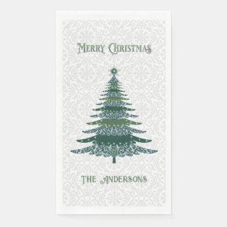 Moderner Weihnachtsbaum Grün Personalisiert Serviette