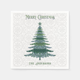 Moderner Weihnachtsbaum Grün Personalisiert Serviette