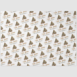 Moderner Weihnachtsbaum in Grün und Kupfer Seidenpapier