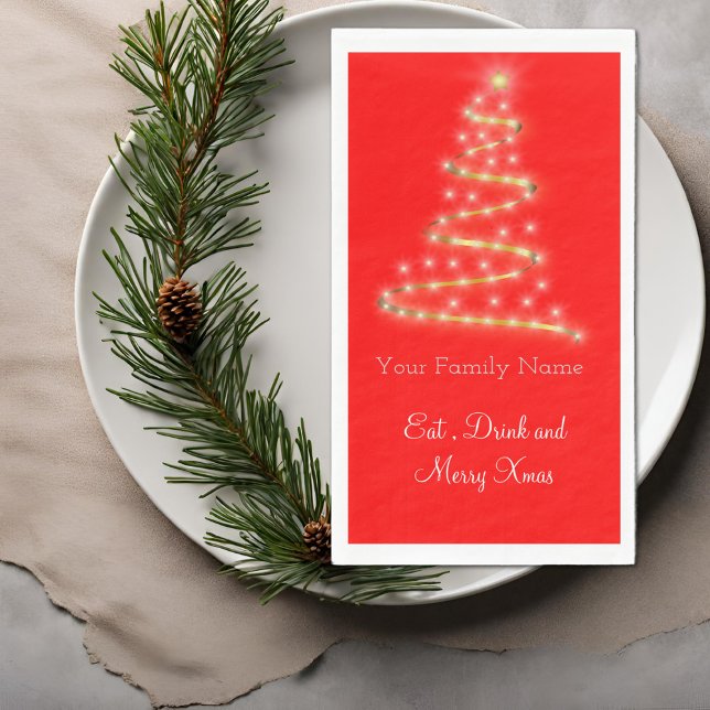 Moderner Weihnachtsbaum in leuchtend roter Farbe Serviette (Von Creator hochgeladen)