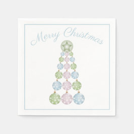 Moderner Weihnachtsbaum in pastellfarbenen Ornamen Serviette