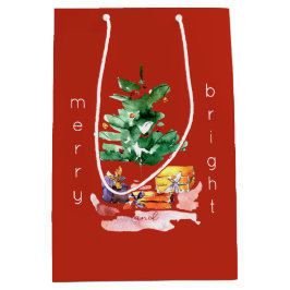 Moderner Weihnachtsbaum "Merry and Bright" Minimal Mittlere Geschenktüte