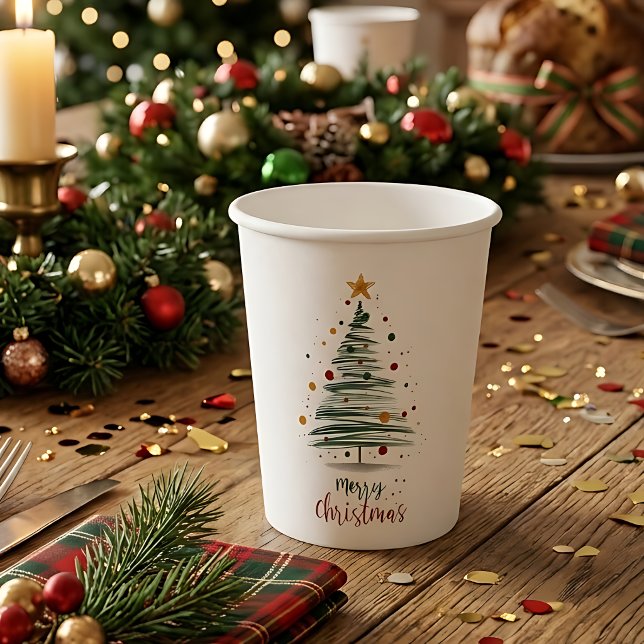 Moderner Weihnachtsbaum mit Pinselstrich Pappbecher (Von Creator hochgeladen)