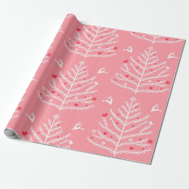Moderner Weihnachtsbaum Nordic Deer Pink Geschenkpapier