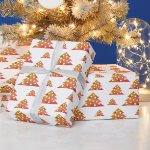 Moderner Weihnachtsbaum Orange Rotes Weihnachtsmus Geschenkpapier