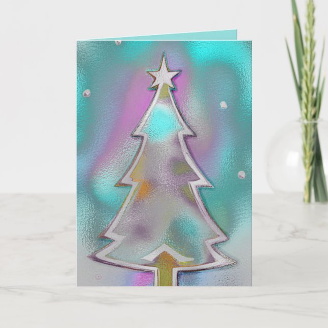 Moderner Weihnachtsbaum Pastel Feiertagskarte (Vorderseite)