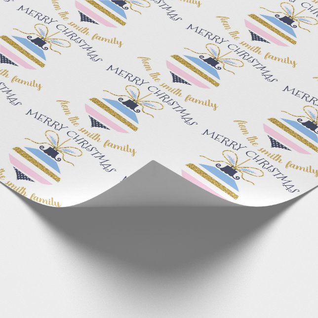 Moderner Weihnachtsbaum Personalisiert Geschenkpapier (Ecke)