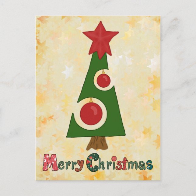 Moderner Weihnachtsbaum Postkarte (Vorderseite)