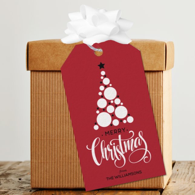 Moderner Weihnachtsbaum Roter Feiertag Geschenkanhänger (Von Creator hochgeladen)