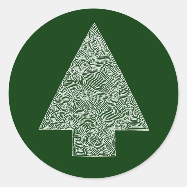 Moderner Weihnachtsbaum Runder Aufkleber (Vorderseite)