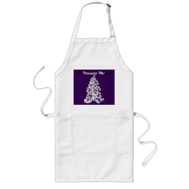 Moderner Weihnachtsbaum Swirl Doodle Style Long Ap Lange Schürze (Vorne)
