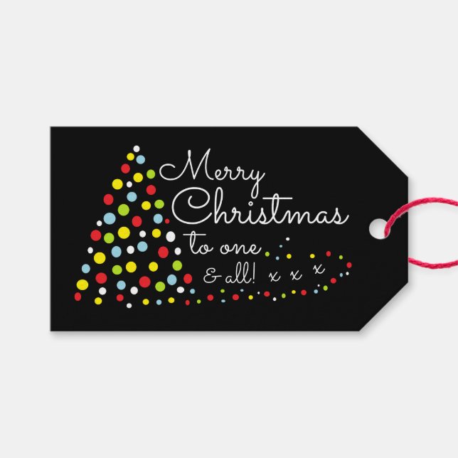 Moderner Weihnachtsbaum, Weihnachtsgeschenk-Tags Geschenkanhänger (Vorderseite (Horizontal))