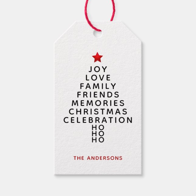 Moderner Weihnachtsbaum wünscht Kraft Geschenkanhänger (Vorderseite)