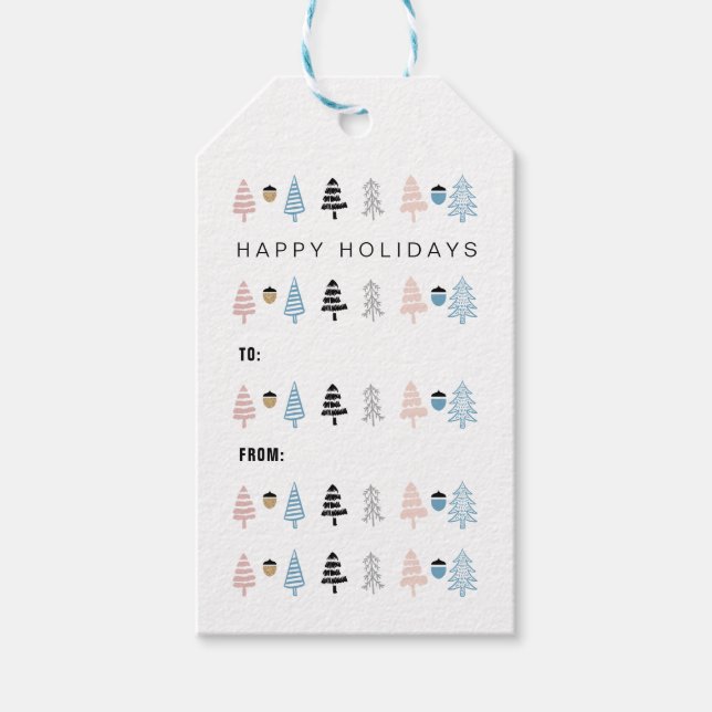 Moderner Weihnachtsbaum zum und vom Urlaub Geschenkanhänger (Vorderseite)