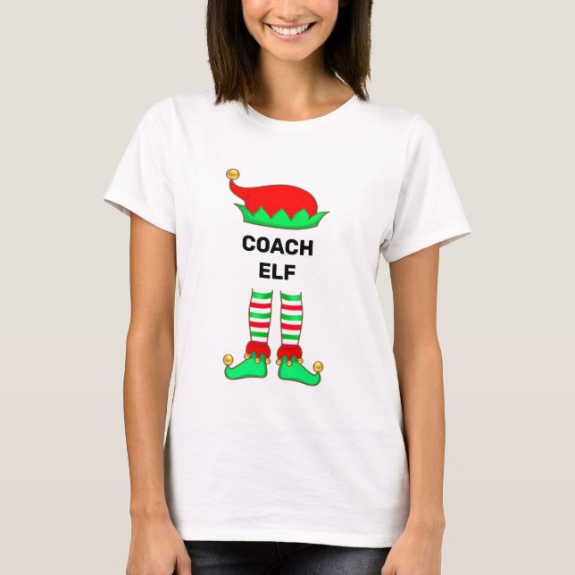 Moderner Weihnachtscoach Elf T - Shirt (Vorderseite)