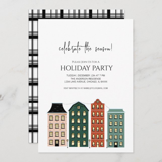 Moderner Weihnachtsfeiertag Einladung (Vorne/Hinten)