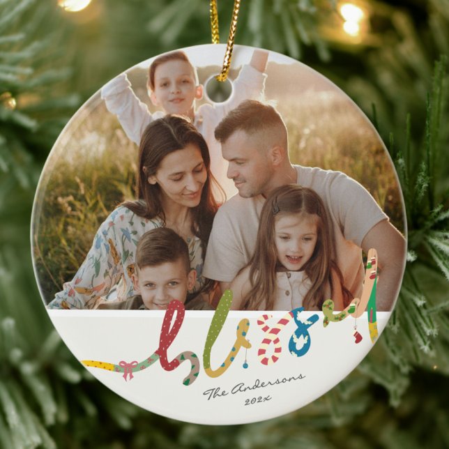 Moderner Weihnachtsfeiertag - Foto Keramik Ornament (Von Creator hochgeladen)