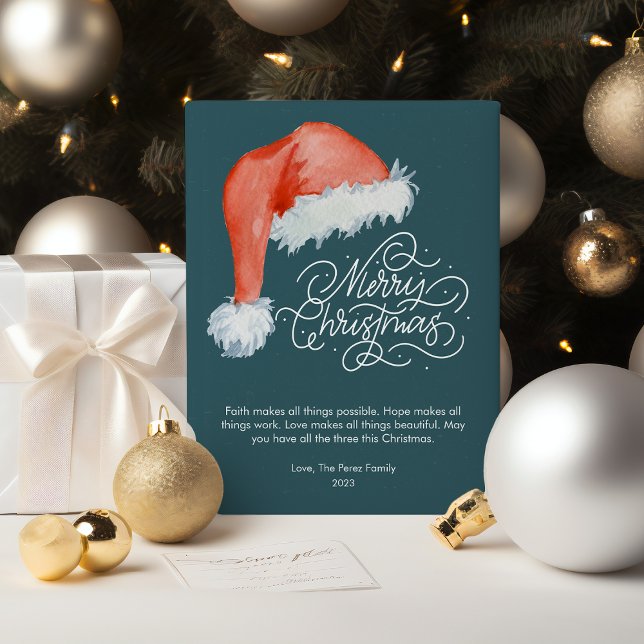 Moderner Weihnachtshut flach Feiertagskarte (Von Creator hochgeladen)