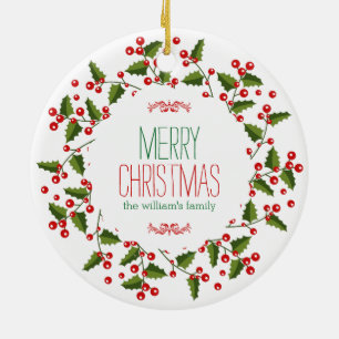 Moderner Weihnachtskranz frohe Weihnachten Keramikornament