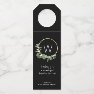 Moderner Weihnachtskranz Monogramm Familiennam Flaschenanhänger