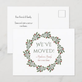 Moderner Weihnachtskranz Wir haben uns bewegt Ankündigungspostkarte