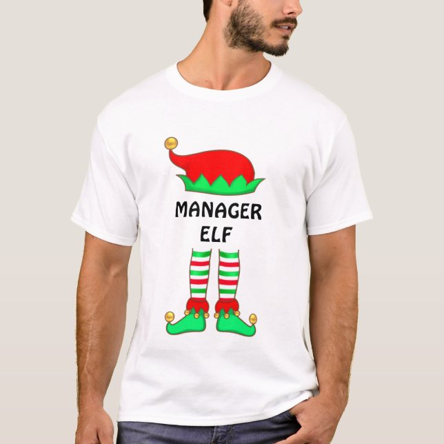 Moderner Weihnachtsmanager Elf T - Shirt (Vorderseite)