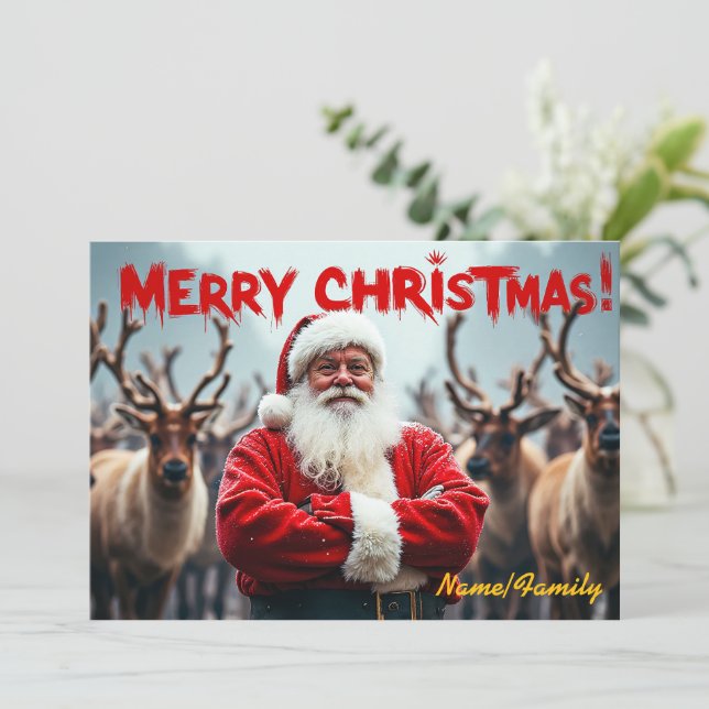 Moderner Weihnachtsmann Karte (Stehend Vorderseite)