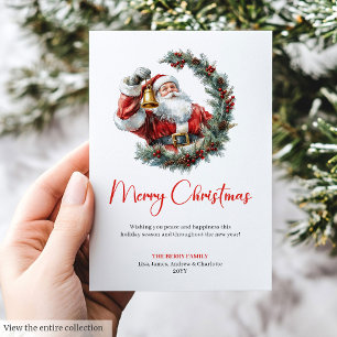 Moderner Weihnachtsmann Kieferngirlande Weihnachts Feiertagskarte