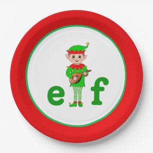 Moderner Weihnachtsmusical-Elf Pappteller