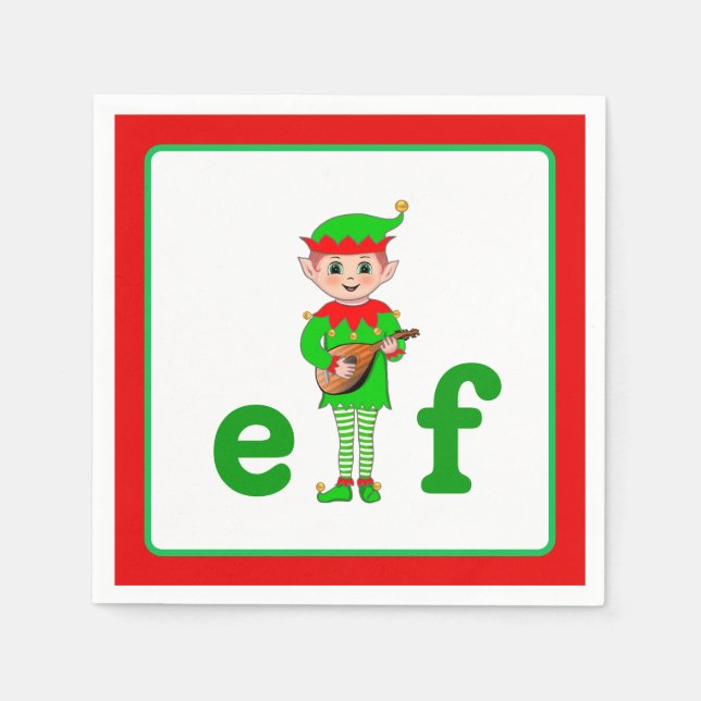 Moderner Weihnachtsmusical-Elf  Serviette (Vorderseite)