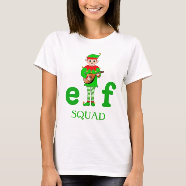 Moderner Weihnachtsmusikalischer Elf Squad T - Shi T-Shirt (Vorderseite)