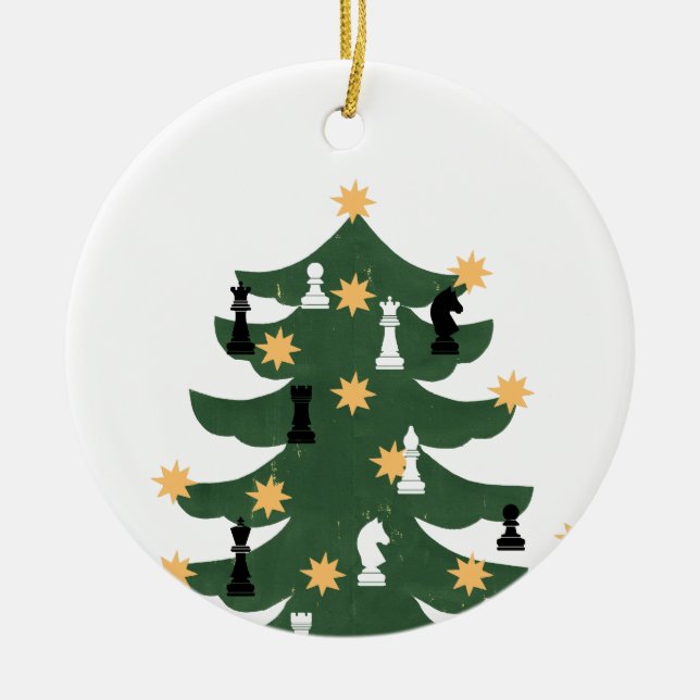 Moderner Weihnachtsschachbaum Keramik Ornament (Vorne)
