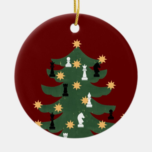 Moderner Weihnachtsschachbaum Keramik Ornament (Vorne)