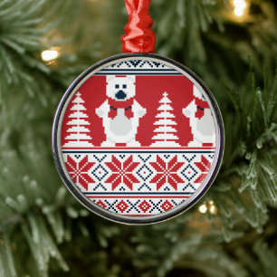 Moderner Weihnachtsschneemann strickte Ornament Aus Metall
