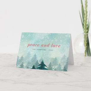 Moderner Weihnachtsschneewald in Aquarellen Feiertagskarte