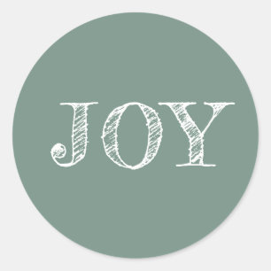 Moderner Weihnachtsurlaub Joy Dusty Green Runder Aufkleber