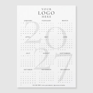 Moderner Weißer 2027 Kalender Geschäftslogo Magnet