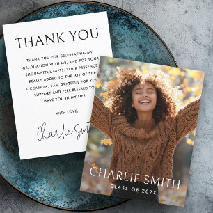 Moderner weißer Abschluss aus Foto Dankeskarte