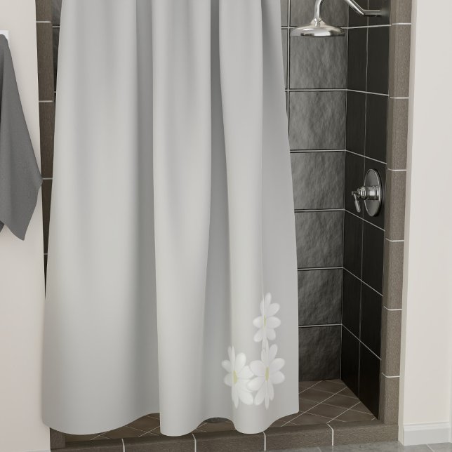 Moderner weißer Daisy Motif Grauer Duschvorhang (A pretty gray and white daisy shower curtain just for you)