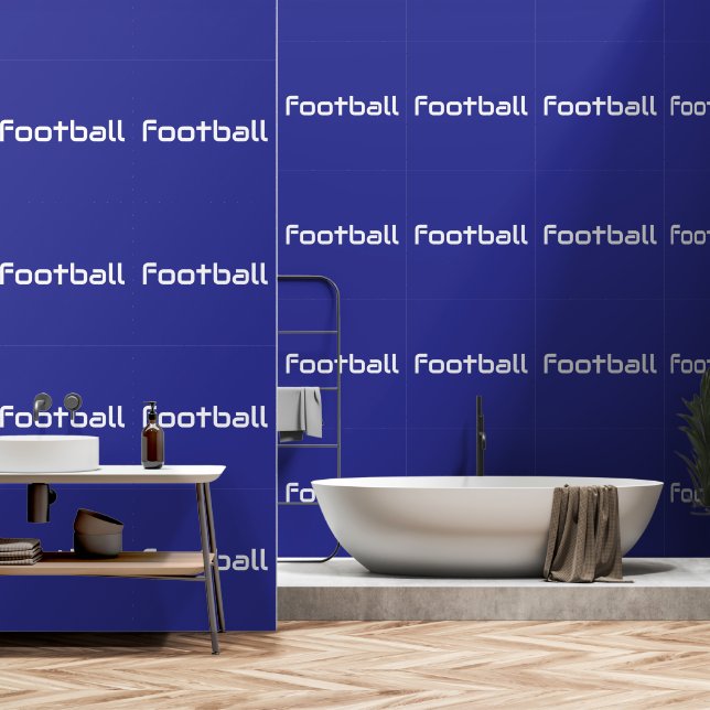 Moderner weißer FUSSBALL-Text auf Deep Blue Tapete (Badezimmer)