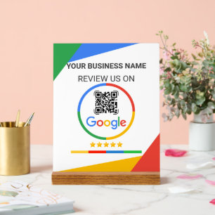 Moderner Weißer Google Review QR-Code Acrylschild