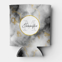 Moderner weißer grauer Marmor mit Goldband-Monogra Dosenkühler