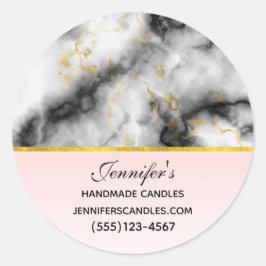 Moderner weißer grauer Marmor mit goldenem Ribbong Runder Aufkleber