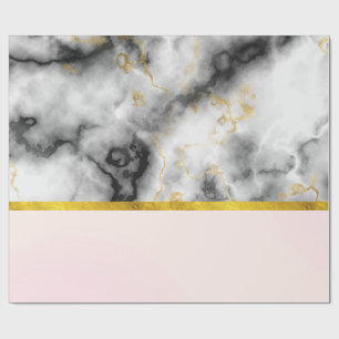 Moderner weißer, grauer Marmor mit goldener Schlei Geschenkpapier