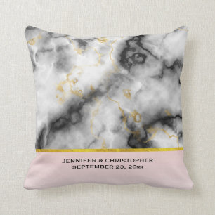 Moderner weißer grauer Marmor mit goldfarbener Hoc Kissen